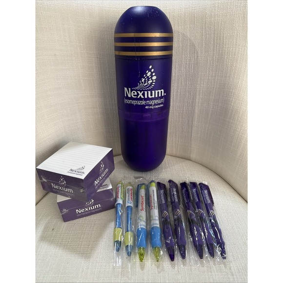NEXIUM AstraZeneca Pharmaceutical‎ Promo THERMOS, Post-It Note Pads, Pens Bundle